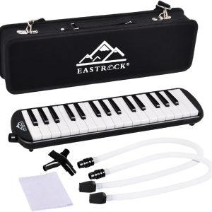 EastRock 32 Key Black Melodica Keyboard Soprano Piano Instrument with Case